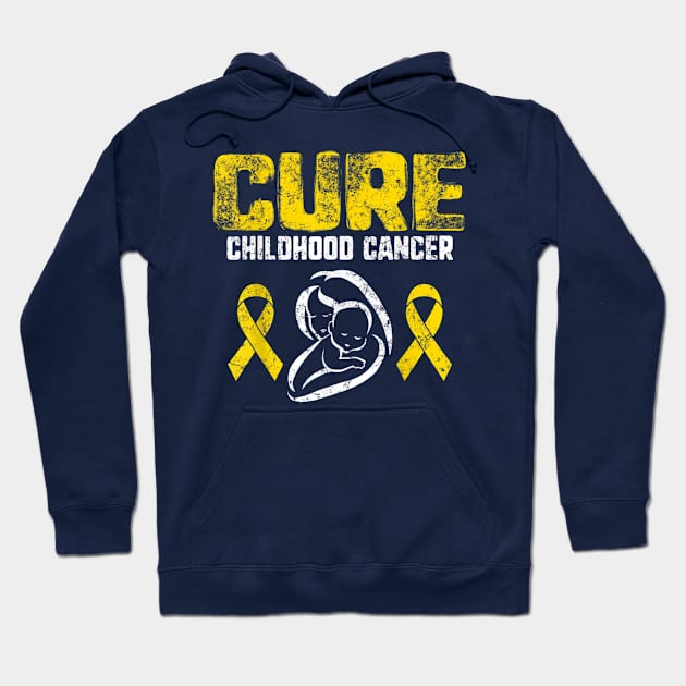 Funny Cancer Cure Childhood Cancer Gold Ribbon Support Mom Hoodie by designathome